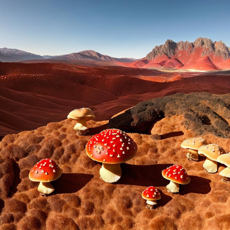 00177-1799122932-masterpiece, intricate photo, precisely elaborated detailed mushroom with reddish cap in the desert, background mountains, sharp.jpg